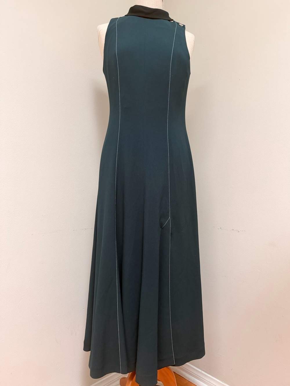 Paul Smith Italy Teal Green Midi Dress 44 US 8 Scarf Neck Silk Blend Lined